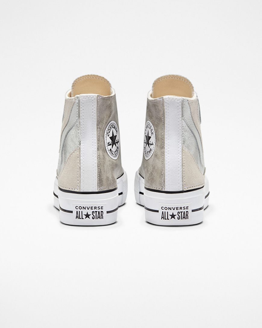 Dámské Boty Na Platformy Converse Chuck Taylor All Star Lift Metallic Wave Vysoké Bílé | CZ TOUM04